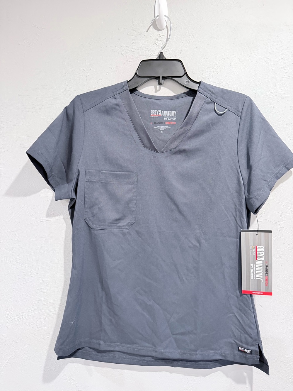 NWT Grey’s Anatomy by Barco Women’s Stretch Scrub Top Steel Gray Size Small